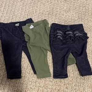 Set of 3 Old Navy Baby Leggings - dark blue and Green